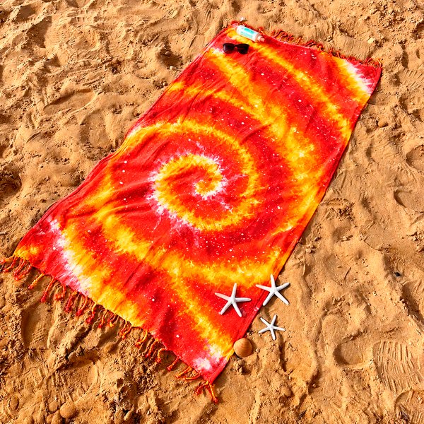 Imagen de Pareo estampado 165x114cm seda artificial con flecos