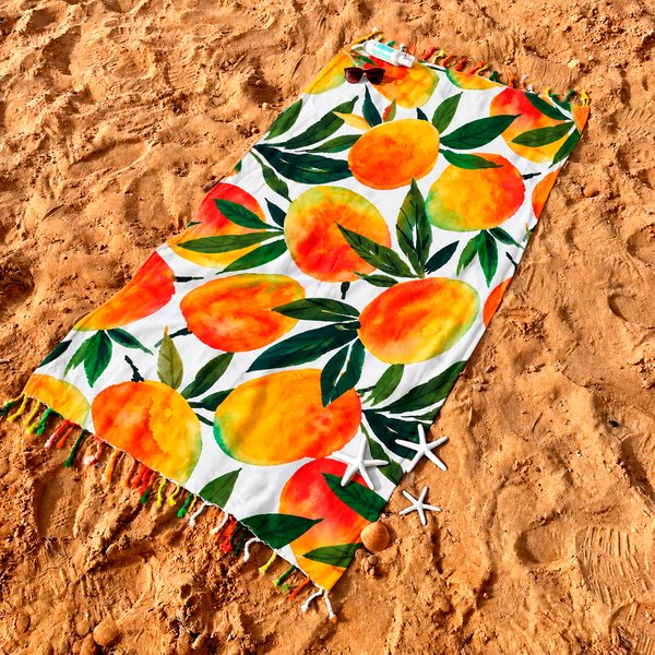 Imagen de Pareo estampado 165x114cm seda artificial con flecos