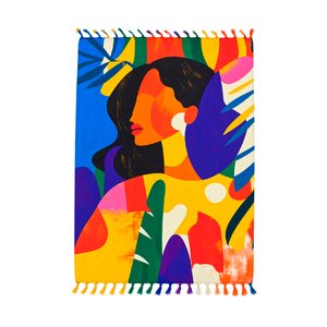 Imagen de Pareo estampado  seda artificial con flecos