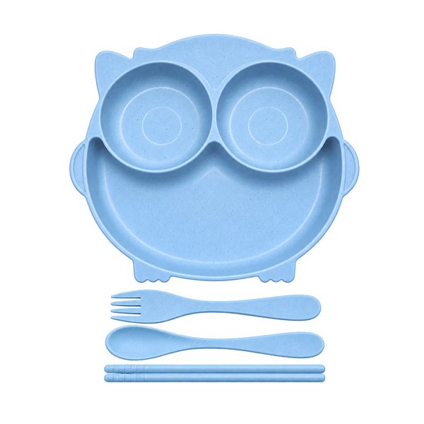 Imagen de Plato infantil con divisiones-cubiertos-plastico PP-Buho 4 c