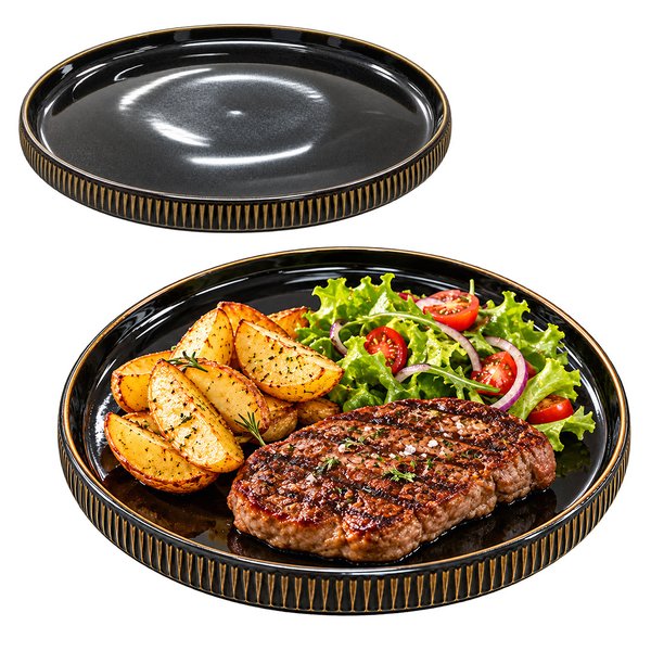 Imagen de Plato ceramica negro 9,75inch-borde ondeado