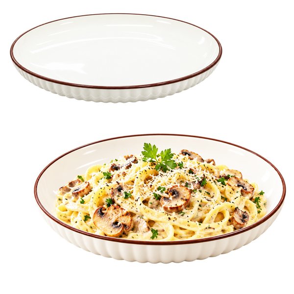 Imagen de Plato ceramica brilloso blanco 10inch-borde color ondeado