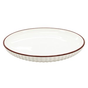 Imagen de Plato ceramica brilloso blanco 10inch-borde color ondeado