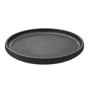 Imagen de Plato ceramica negro 8inch-borde ondeado
