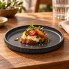 Imagen de Plato ceramica negro 8inch-borde ondeado