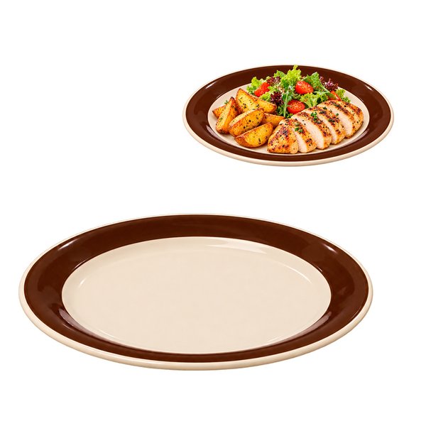 Imagen de Plato ceramica redondo borde color-26,5cm.-4 colores