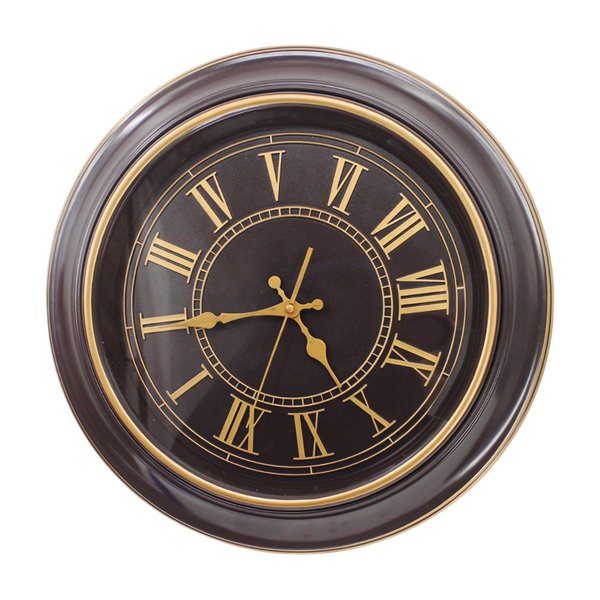 Imagen de Reloj de pared redondo tipo antiguo negro-dorado 45cm.