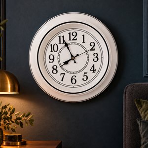 Imagen de Reloj de pared redondo tipo antiguo blanco y negro 45cm.