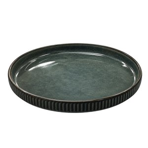 Imagen de Plato ceramica negro brilloso 8inch-borde ondeado