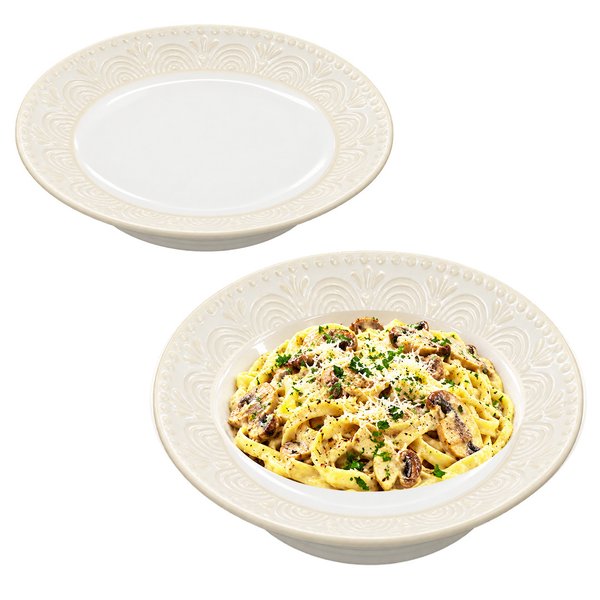 Imagen de Plato ceramica blanco 8inch-borde estampado