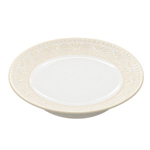 Imagen de Plato ceramica blanco 8inch-borde estampado