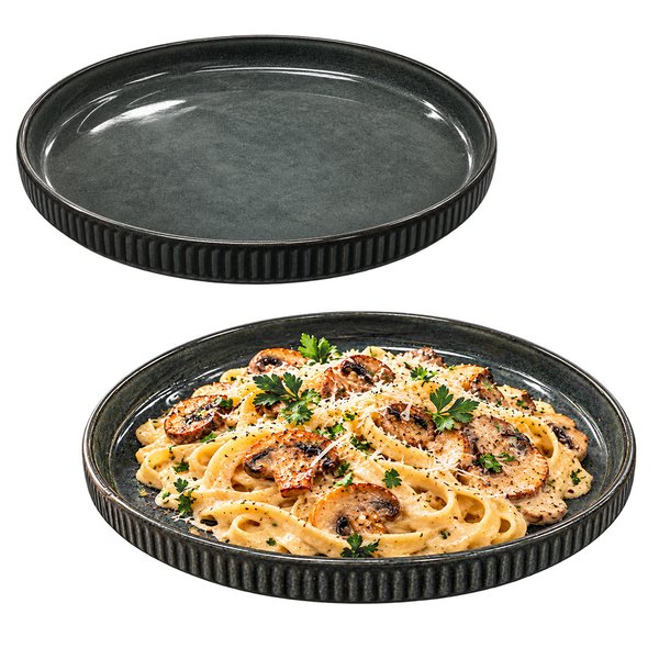 Imagen de Plato ceramica negro brilloso 9,75inch-borde ondeado