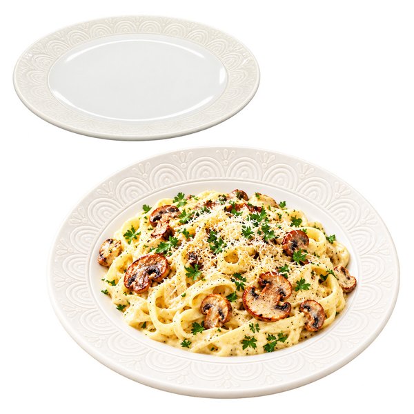 Imagen de Plato ceramica blanco 11inch-borde estampado