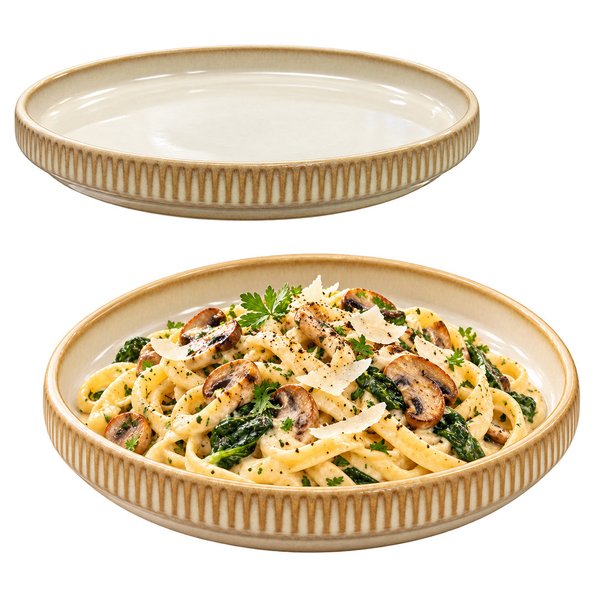 Imagen de Plato ceramica brilloso 8inch-borde ondeado