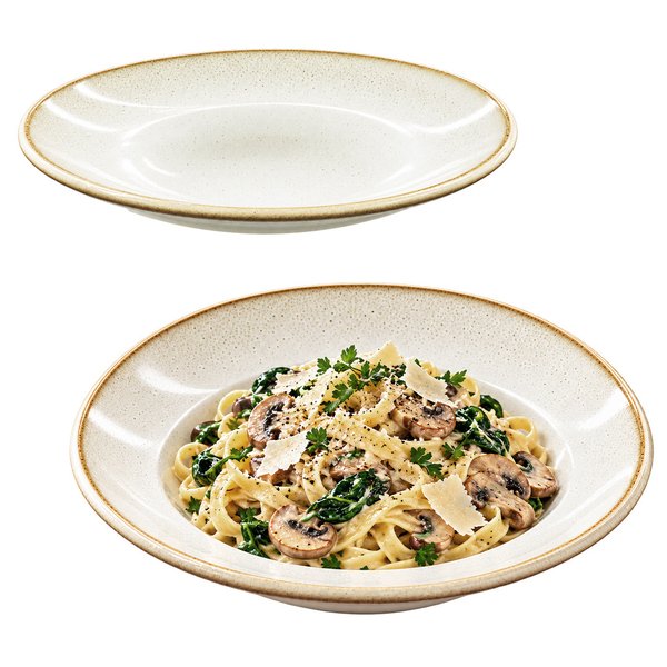 Imagen de Plato ceramica brilloso 8inch-borde marron