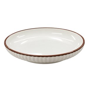 Imagen de Plato ceramica brilloso blanco  8inch-borde color ondeado