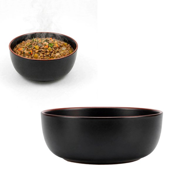 Imagen de Bowls ceramica negro mate 14x6cm-borde color