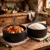 Imagen de Bowl ceramica negro 14x6cm-exterior ondeado