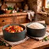Imagen de Bowl ceramica negro brilloso 14x6cm-exterior ondeado