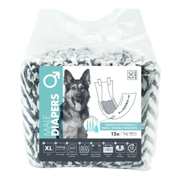 Imagen de Pañales Para Perro M-PETS Diapers Macho Talle XL - 12 Unidades