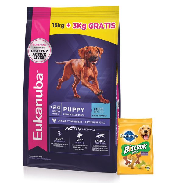 Imagen de Alimento EUKANUBA Perro Cachorro Raza Grande 15 + 3 kg + Regalo