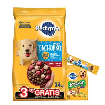 Imagen de Alimento PEDIGREE Perro Cachorro Carne, Pollo y Cereales 21 kg + 3 kg