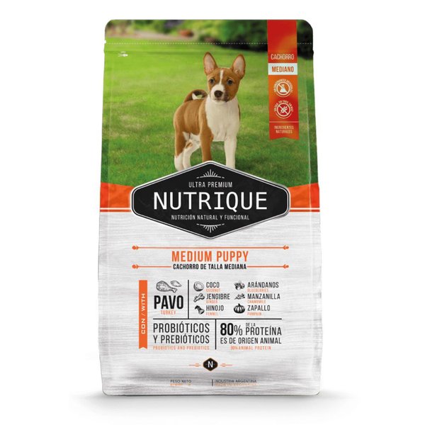 Alimento NUTRIQUE Perro Cachorro Raza Mediana Pavo 3 Kg - Espacio ...