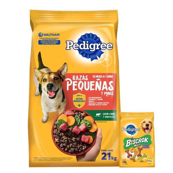 Imagen de Alimento PEDIGREE Perro Adulto Raza Pequeña Sabor Carne y Vegetales 21 kg + Regalo