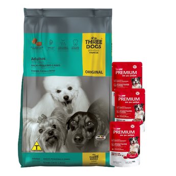 Imagen de Alimento THREE DOGS Perro Original Adulto Raza Pequeña 15 kg + Regalo