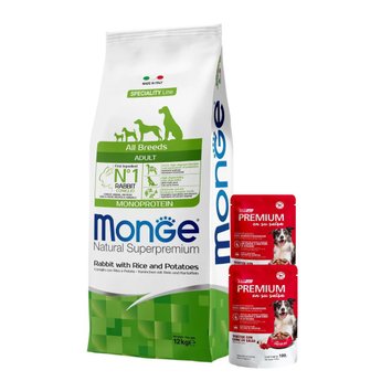 Imagen de Alimento MONGE Monoproteico Perro Adulto Conejo 12 Kg + Regalo