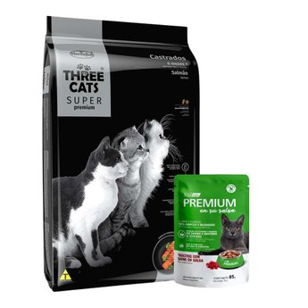 Imagen de Alimento THREE CATS Super Premium Gato Adulto Castrado Salmón 3 kg + Regalo