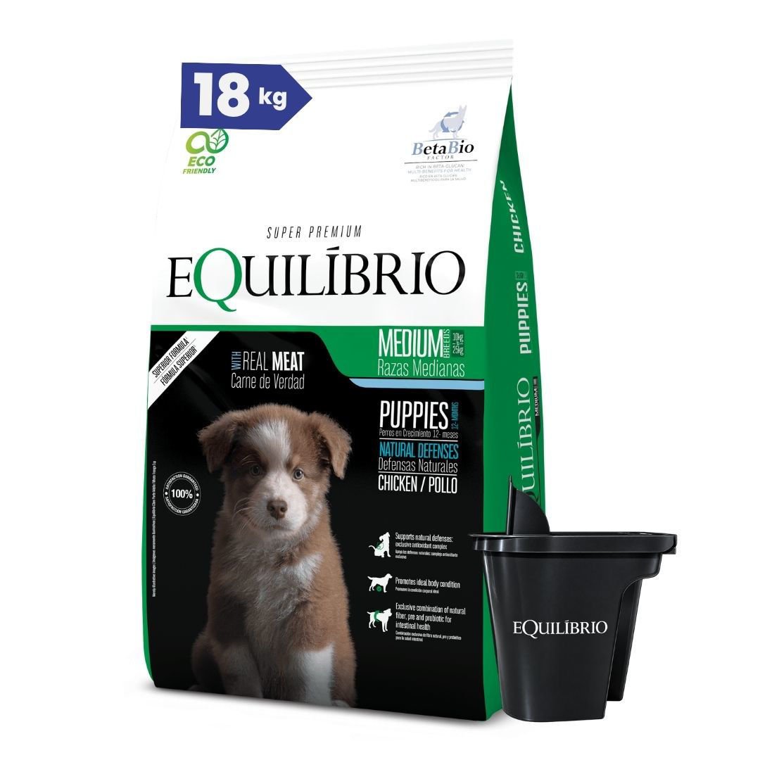 Alimento EQUILIBRIO Perro Cachorro Raza Mediana 15 + 3 kg + Regalo ...