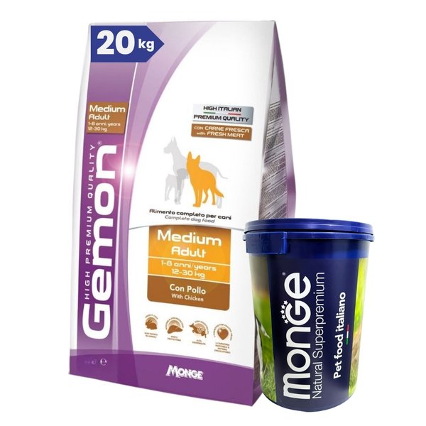 Imagen de Alimento GEMON Perro Adulto Raza Mediana Sabor Pollo 20 kg + Regalo