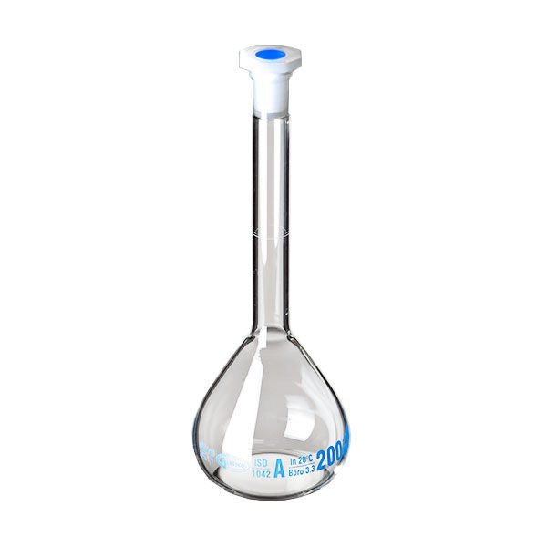 Imagen de Caja por 2 Matraces Aforados Clase A 100ml con Tapón PP Glassco