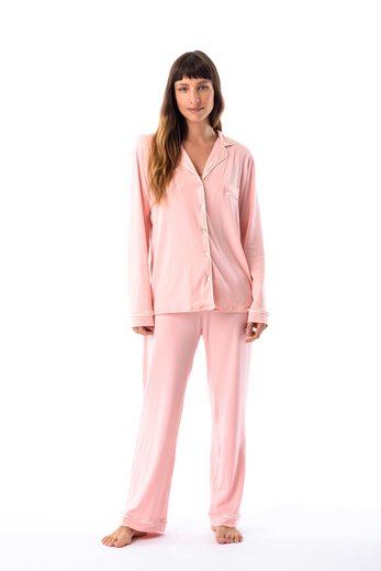 Imagen de Donatella - Pijama Camisero Largo Rosa