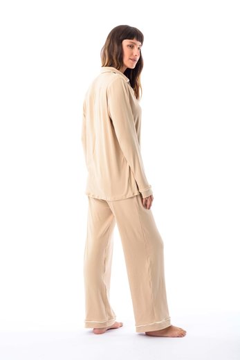 Imagen de Donatella - Pijama Camisero Largo Beige