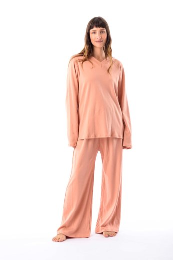 Imagen de Luz - Pijama escote en V de Algodón Rosa