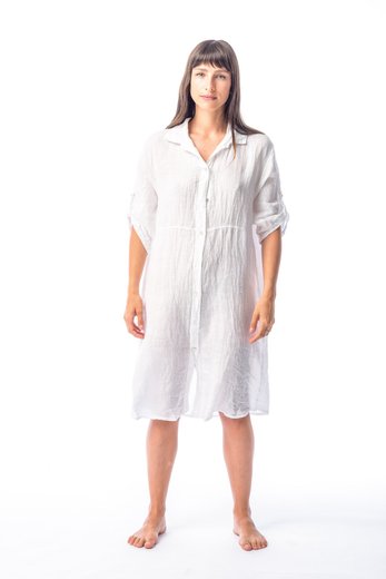 Imagen de Mia - Camisa de Lino Larga Blanca