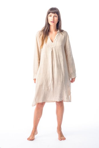 Imagen de Daphne - Camisa de Lino Manga Larga Beige