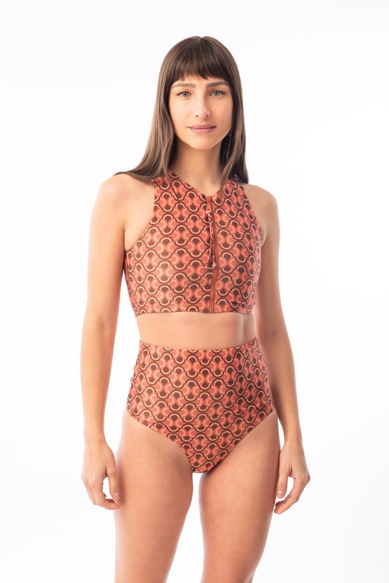 Imagen de Melbourne - Bikini Top con Cierre Estampado Terracota