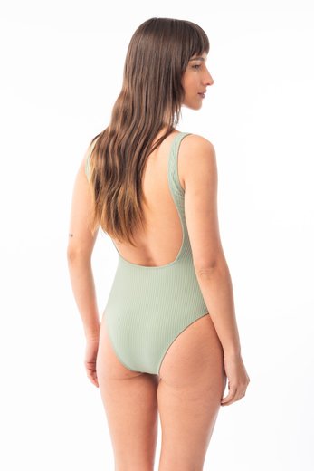 Imagen de Coconut - Malla Entera Escote Recto Ribb Verde