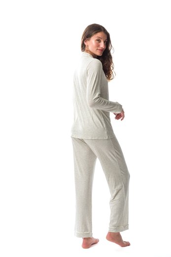 Imagen de Donatella - Pijama Camisero Largo Gris Claro