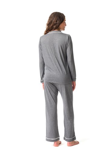 Imagen de Donatella - Pijama Camisero Largo Gris Oscuro
