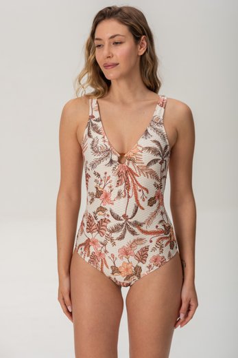 Imagen de Tropea- Malla Entera Con Argolla Estampado Floreado