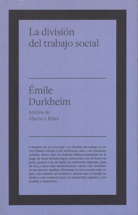 Imagen de La Division Del Trabajo Social / Emile Durkheim