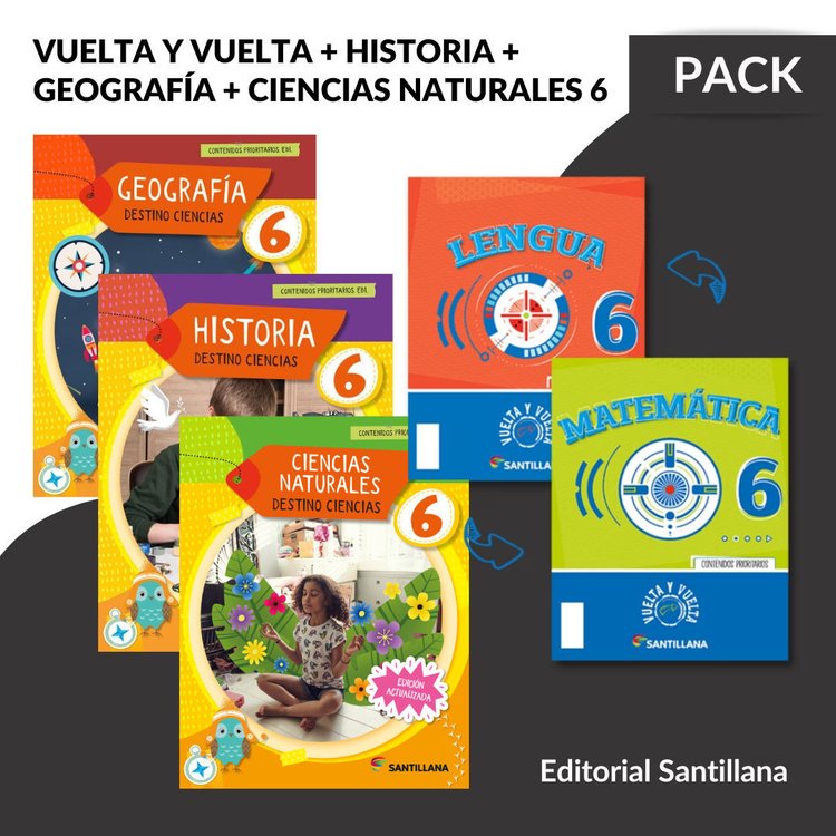Imagen de VUELTA Y VUELTA, HISTORIA, GEOGRAFIA & CIENCIAS NATURALES 6 - DESTINO CIENCIAS / SANTILLANA