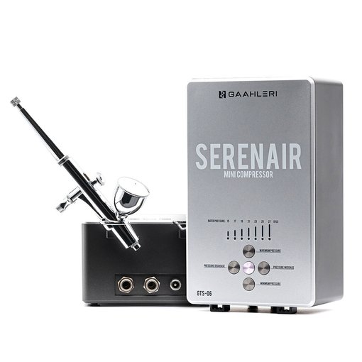 Imagen de Kit Mini Compresor de Aire Gaalheri Serenair GTS-06 + Aerógrafo