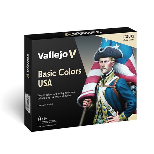 Imagen de Vallejo Pinturas Figure Set Basic Colors USA (16 x 18 ml)