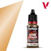 Pintura Vallejo Game Color Metallic Oro Glorioso 72.056 con muestra de color
