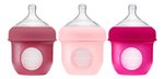 Imagen de Pack X 3 Mamadera Boon anticólico con bolsa y tetina de silicona 4oz (118 Ml)-Rosa